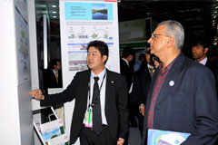 Eco-Products International Fair (EPIF) 2011  - Mr. Gopal Pillai, Home Secretary of the Ministry of Home Affairs, visiting the Hitachi booth