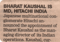 DNA covers the appointment of Hitachi India's new MD